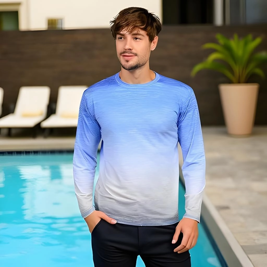 INGEAR Men's UPF 50  Long Sleeve Sun Shirt, Quick-Dry UV Protection Rash Guard for Fishing, Hiking, Swimming