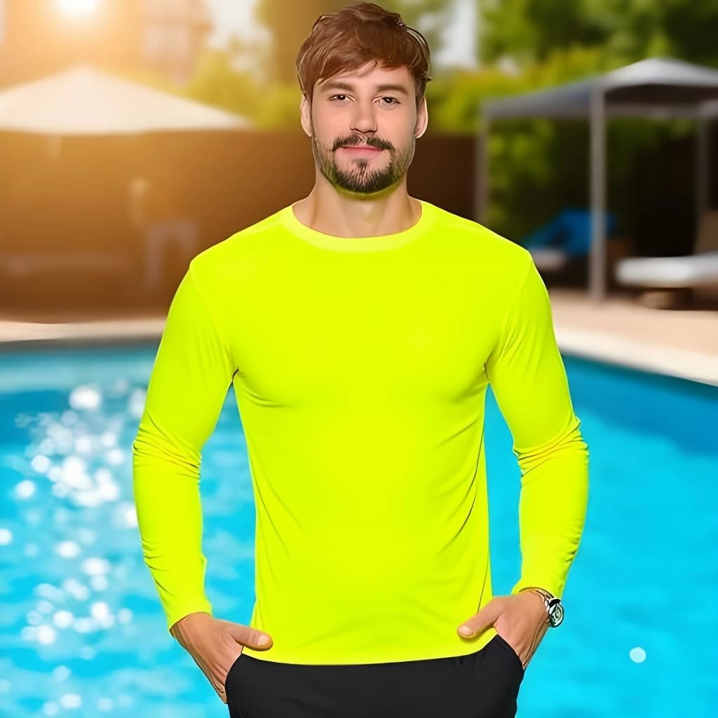 INGEAR Men's UPF 50  Long Sleeve Sun Shirt, Quick-Dry UV Protection Rash Guard for Fishing, Hiking, Swimming