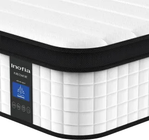Inofia Twin Mattress, 12 Inch Hybrid Innerspring Single Mattress Cool Bed, Breathable Soft Knitted Fabric Cover, Medium Firmness
