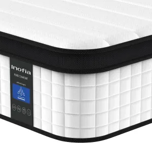 Inofia Twin Mattress, 12 Inch Hybrid Innerspring Single Mattress Cool Bed, Breathable Soft Knitted Fabric Cover, Medium Firmness