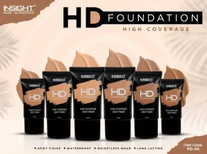 Insight Cosmetics HD Foundation | Dewy Finish | High Coverage | Paraben Free | Lightweight | 20ml (FD30-MN16)