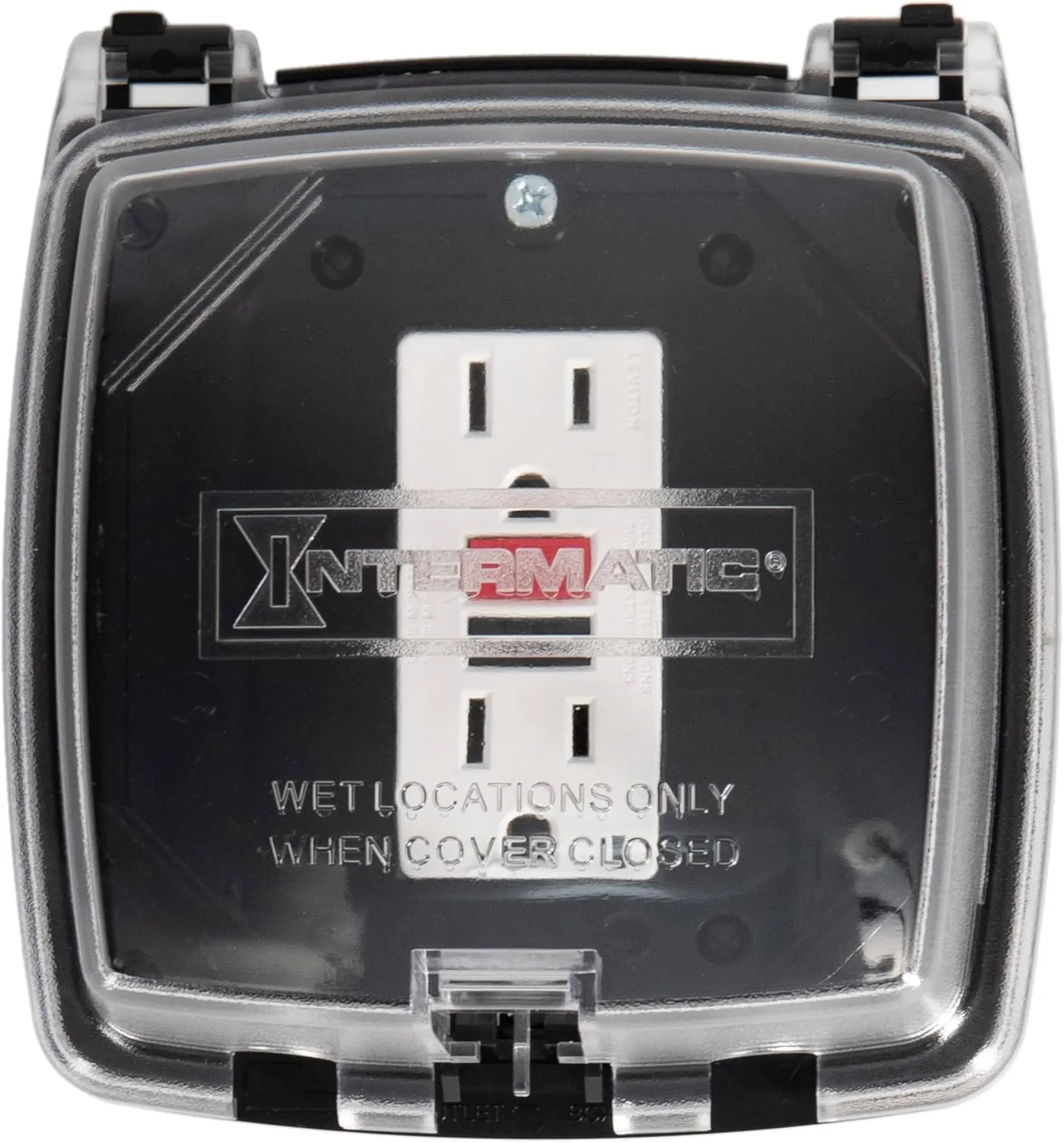 Intermatic WP1020C Weather Proof Plastic Receptacle Cover for Two-Gang 4” Box Single Gang Applications - Heavy-Duty UV Stabilized Polycarbonate - Outdoor Electrical Outlet Protection