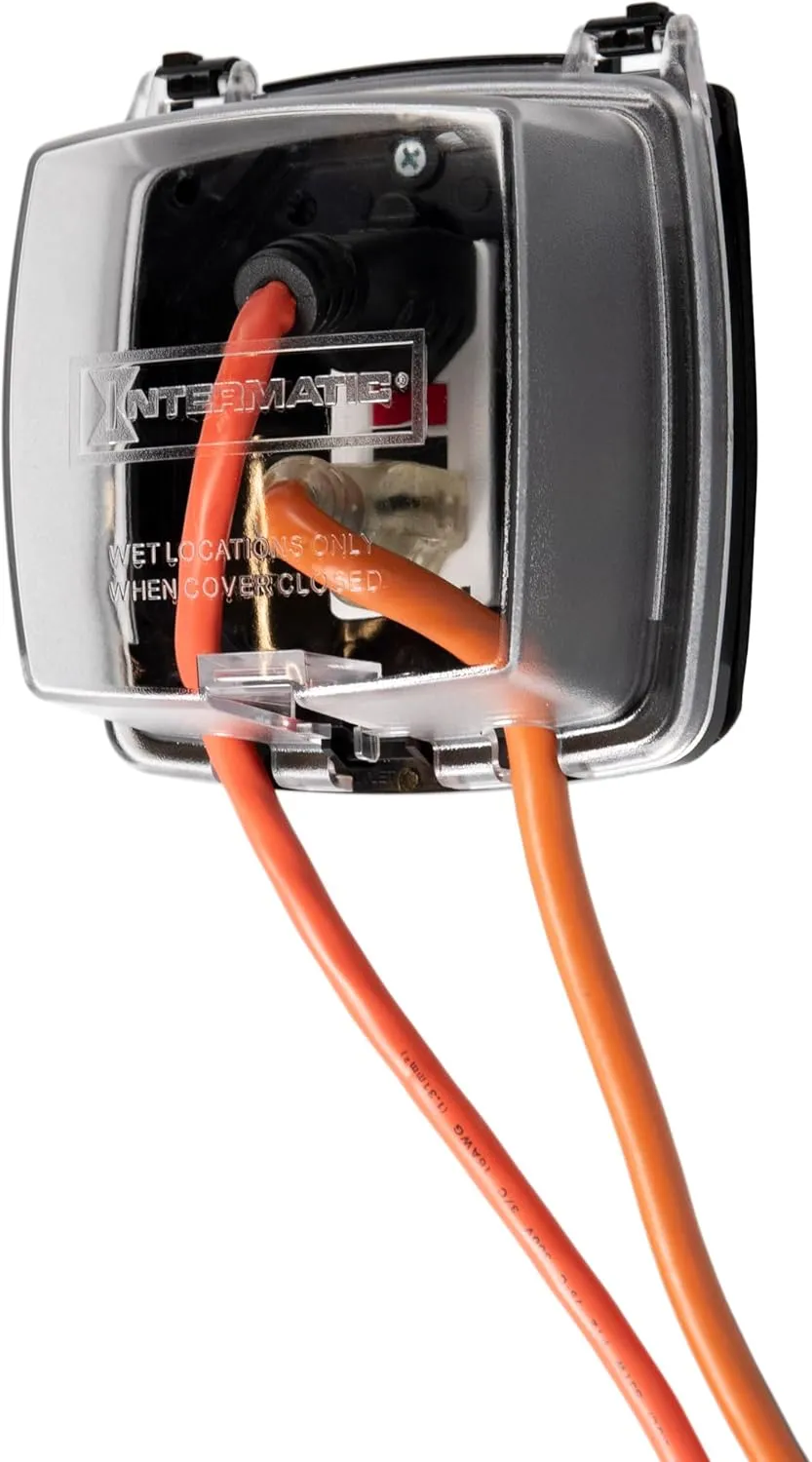 Intermatic WP1020C Weather Proof Plastic Receptacle Cover for Two-Gang 4” Box Single Gang Applications - Heavy-Duty UV Stabilized Polycarbonate - Outdoor Electrical Outlet Protection