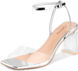 ISNOM Clear Rhinestone Heels for Women, Comfortable and Sassy, Suitable for All Occasions