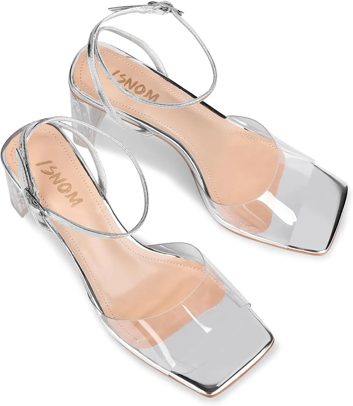 ISNOM Clear Rhinestone Heels for Women, Comfortable and Sassy, Suitable for All Occasions