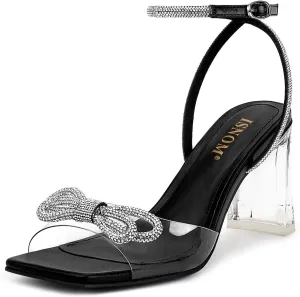 ISNOM Clear Rhinestone Heels for Women, Comfortable and Sassy, Suitable for All Occasions
