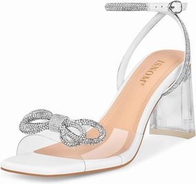 ISNOM Clear Rhinestone Heels for Women, Comfortable and Sassy, Suitable for All Occasions