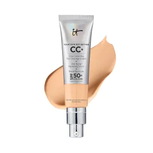 IT Cosmetics CC  Cream - Full-Coverage Foundation With SPF 50, Color Corrector & Anti-Aging Serum, Formulated With Niacinamide & Hyaluronic Acid, Natural Finish, For All Skin Types, 1.08 fl oz
