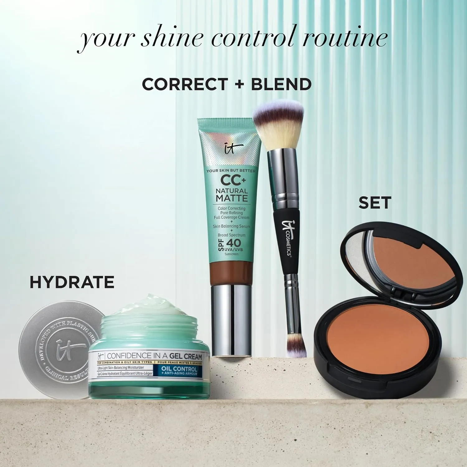 IT Cosmetics CC  Cream Natural Matte Foundation with SPF 40 - Shine-Reducing & Long-Wear Full Coverage Foundation For Oily Skin - With Hyaluronic Acid - Non-Comedogenic - 1.08 fl oz
