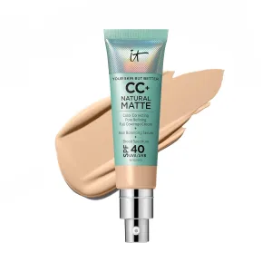 IT Cosmetics CC  Cream Natural Matte Foundation with SPF 40 - Shine-Reducing & Long-Wear Full Coverage Foundation For Oily Skin - With Hyaluronic Acid - Non-Comedogenic - 1.08 fl oz