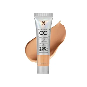 IT Cosmetics CC  Cream Travel - Full-Coverage Foundation With SPF 50, Color Corrector & Anti-Aging Serum, Formulated With Niacinamide & Hyaluronic Acid, Natural Finish, For All Skin Types, 0.4 fl oz