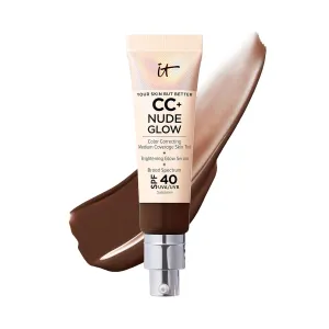 IT Cosmetics CC  Nude Glow - Lightweight Foundation & Brightening Glow Serum with SPF 40, Medium Coverage, Formulated With Niacinamide & Hyaluronic Acid, For All Skin Types, 1.08 fl oz
