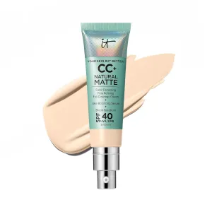 IT Cosmetics Your Skin But Better CC  Cream Travel Size - Color Correcting Cream, Full-Coverage Foundation, Hydrating Serum & SPF 50  Sunscreen - Natural Finish - 0.4 fl oz