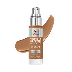 IT Cosmetics Your Skin But Better Foundation   Skincare - Hydrating Medium Buildable Coverage - Minimizes Pores & Imperfections - Natural Radiant Finish - With Hyaluronic Acid - 1.0 fl oz