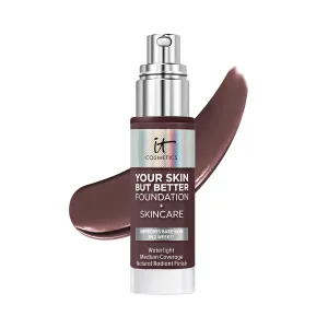 IT Cosmetics Your Skin But Better Foundation   Skincare - Hydrating Medium Buildable Coverage - Minimizes Pores & Imperfections - Natural Radiant Finish - With Hyaluronic Acid - 1.0 fl oz