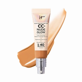 IT Cosmetics CC  Nude Glow - Lightweight Foundation & Brightening Glow Serum with SPF 40, Medium Coverage, Formulated With Niacinamide & Hyaluronic Acid, For All Skin Types, 1.08 fl oz