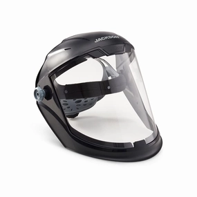 Jackson Safety Lightweight MAXVIEW Premium Face Shield - Mask with 370 Speed Dial Ratcheting Headgear, ANSI Z87.1, for Work, Grinding, Cutting - Anti Fog Coating - Clear Tint