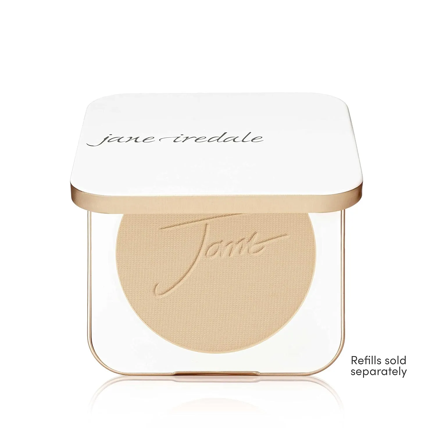 jane iredale Refillable Compact | Aluminum Shell & Magnetic Closure | Interior Mirror for On-The-Go Use | Compatible with all Powder Refills | White