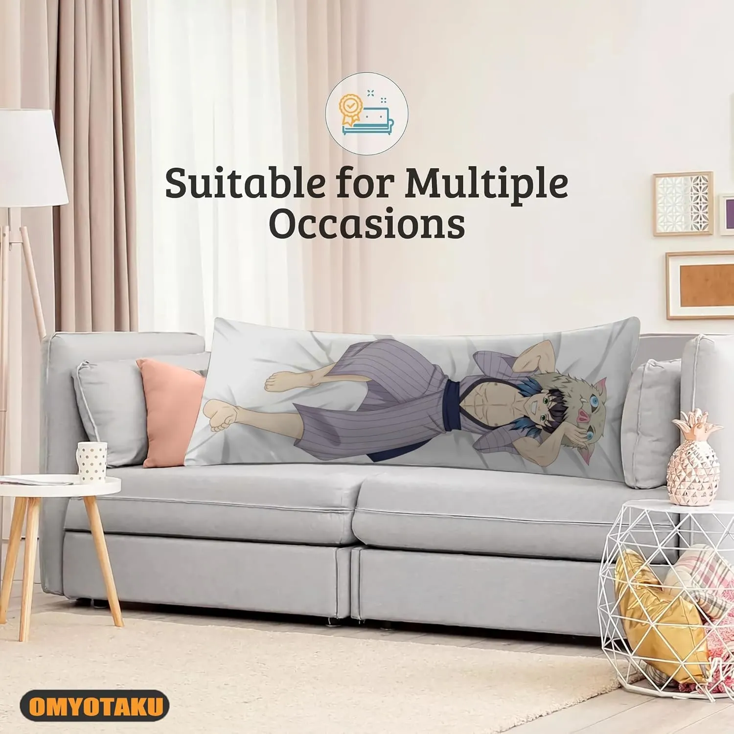 Japanese Anime Hugging Body Pillow Case 19"x59" Male Throw Pillow Cover Comic Dakimakura Case for Otaku Hugging Gift (Color_e)