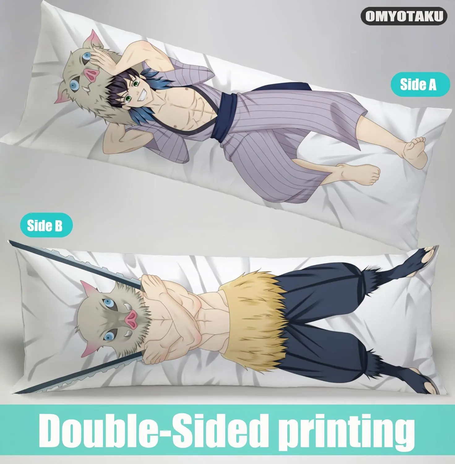 Japanese Anime Hugging Body Pillow Case 19"x59" Male Throw Pillow Cover Comic Dakimakura Case for Otaku Hugging Gift (Color_e)