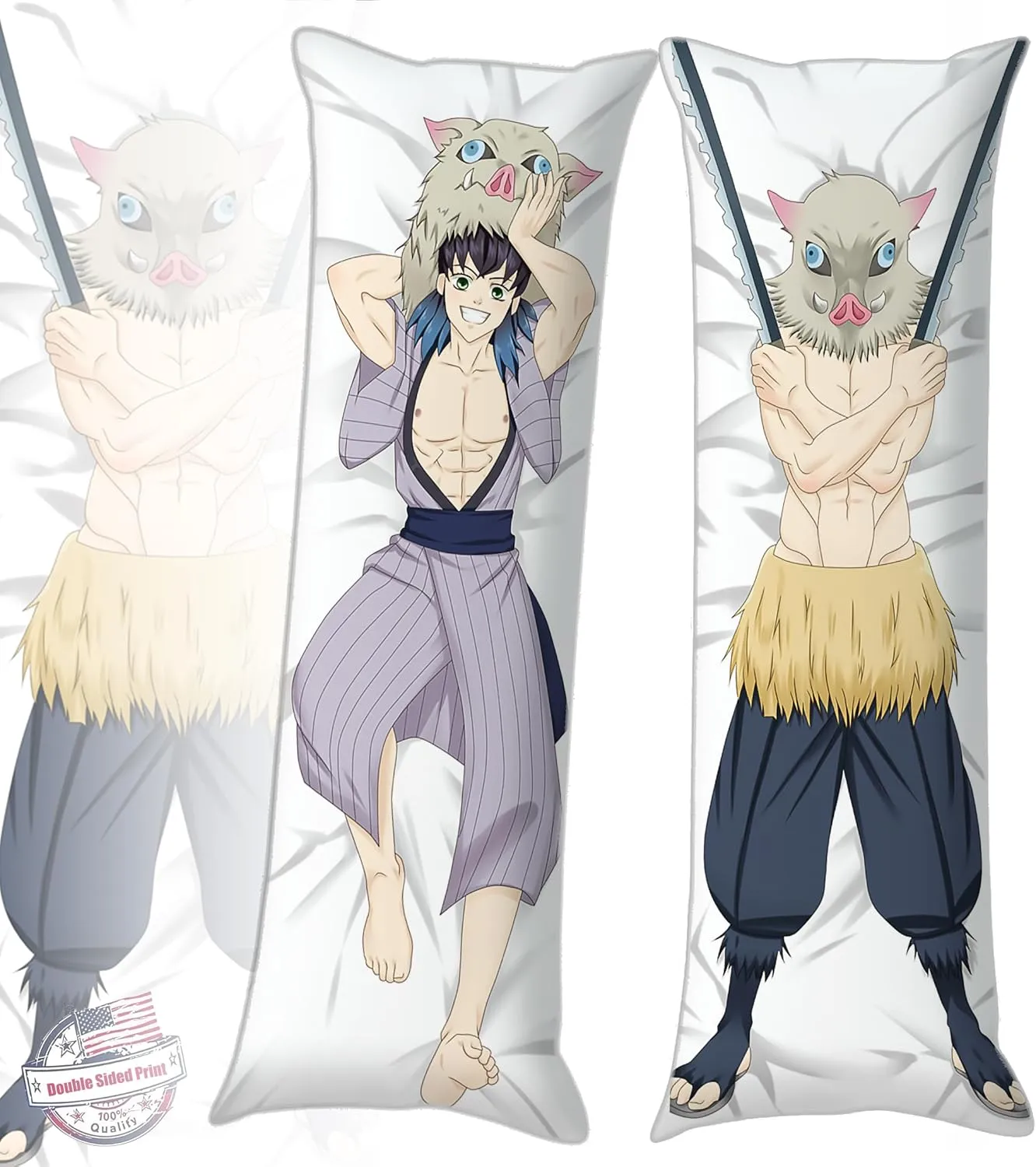 Japanese Anime Hugging Body Pillow Case 19"x59" Male Throw Pillow Cover Comic Dakimakura Case for Otaku Hugging Gift (Color_e)