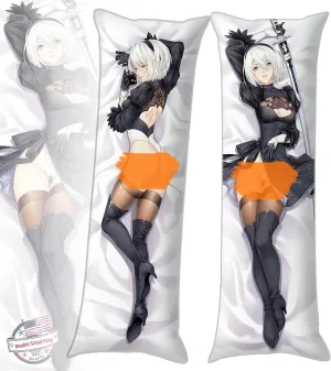 Japanese Uncensored Anime Girl 2B Hugging Body Pillowcase 19"x59" Throw Pillow Cover Bedding Room Decoration (2B_c)