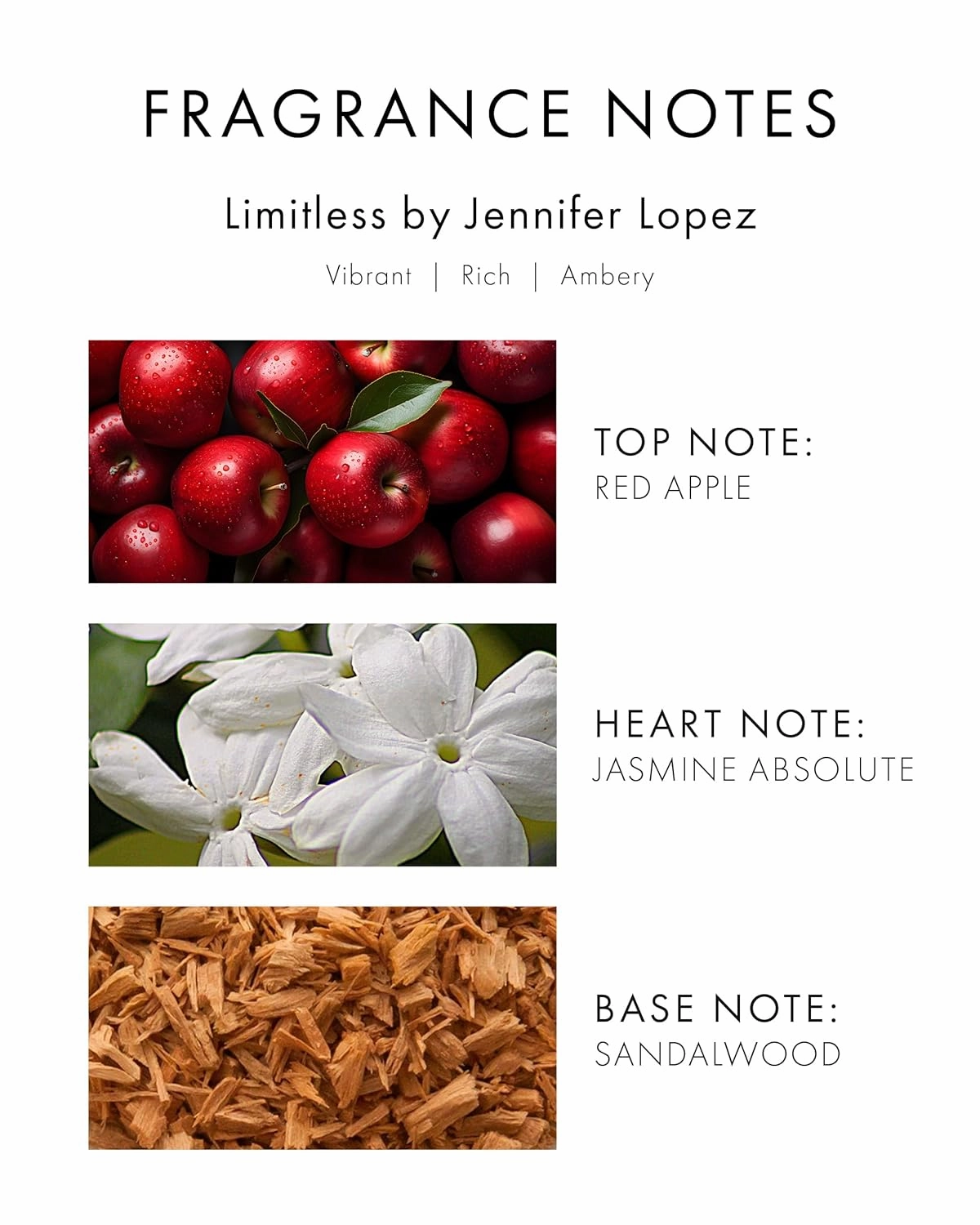 Jennifer Lopez Limitless Perfume, Eau De Parfum Spray 1.0 Fl Oz (30 ml) Vibrant Woody Amber Womens Perfume, Notes of Red Apple, Jasmine & Palo Santo, A Limitless Life Inspired Women's Fragrance
