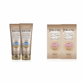 Jergens Natural Glow  FIRMING Self Tanner Body Lotion, Fair to Medium Skin Tone & Jergens Natural Glow Face Self Tanner Lotion, SPF 20 Sunless Tanning, Fair to Medium Skin Tone