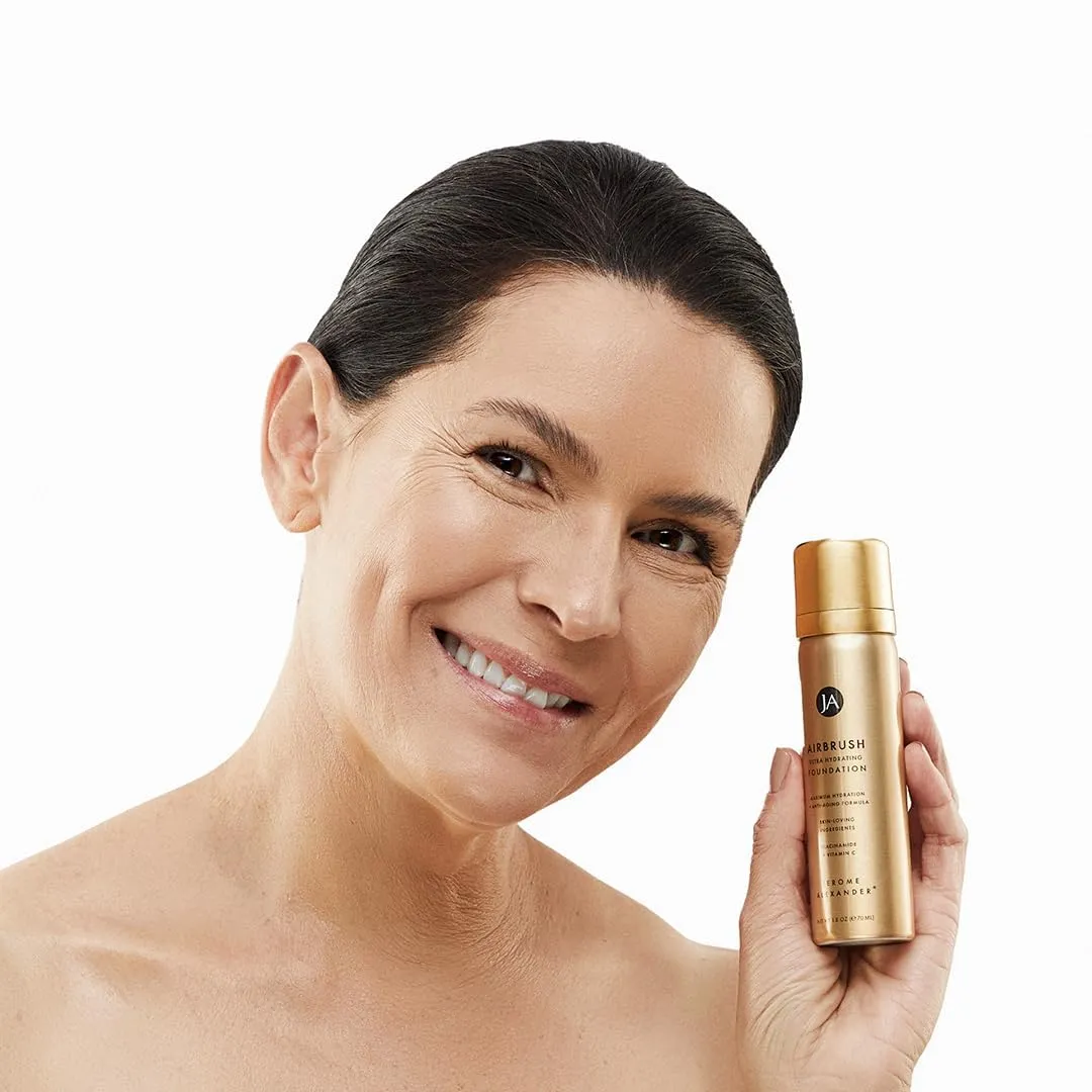 Jerome Alexander Airbrush Foundation Ultra Hydrating, Spray Foundation Makeup with 2x the Active Ingredients, Ultra-Light, Buildable, Full Coverage Formula (Light)