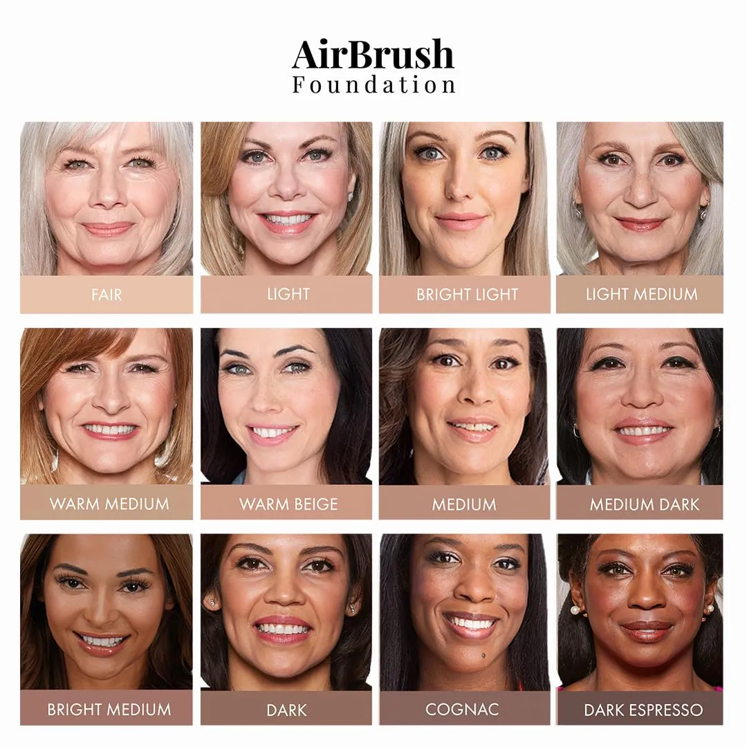 Jerome Alexander MagicMinerals AirBrush Foundation, Spray Makeup with Skincare Active Ingredients, Ultra-Light, Buildable, Full Coverage Formula (Dark Espresso)