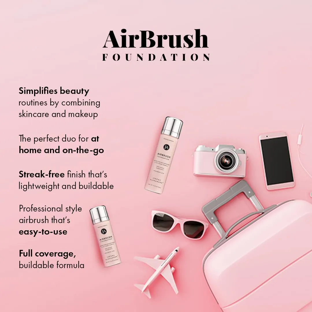 Jerome Alexander MagicMinerals AirBrush Foundation, Spray Makeup with Skincare Active Ingredients, Ultra-Light, Buildable, Full Coverage Formula (Dark Espresso)