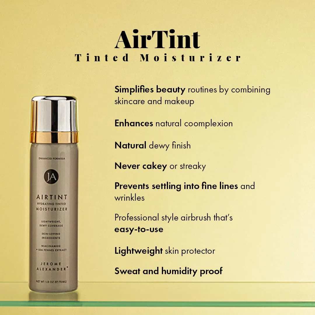 Jerome Alexander MagicMinerals AirTint Tinted Moisturizer AirBrush Spray Light Shade | Tinted Moisturizer Spray with Anti-Aging Ingredients | Warm Medium