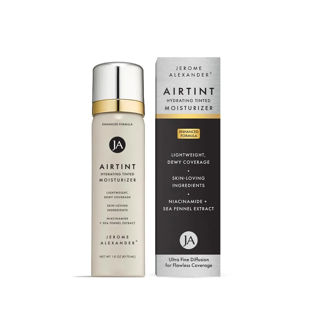Jerome Alexander MagicMinerals AirTint Tinted Moisturizer AirBrush Spray Light Shade | Tinted Moisturizer Spray with Anti-Aging Ingredients | Warm Medium