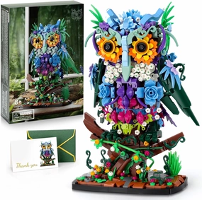 JOJO&Peach Floral Owl Toy Building Sets for Girls, MOC Flower & Animal Collectible Home Decor and Office Art, Mother's Day Birthday Gifts Toys for Women Adults and Teens Age 8 10 12 14  (1193 Pieces)