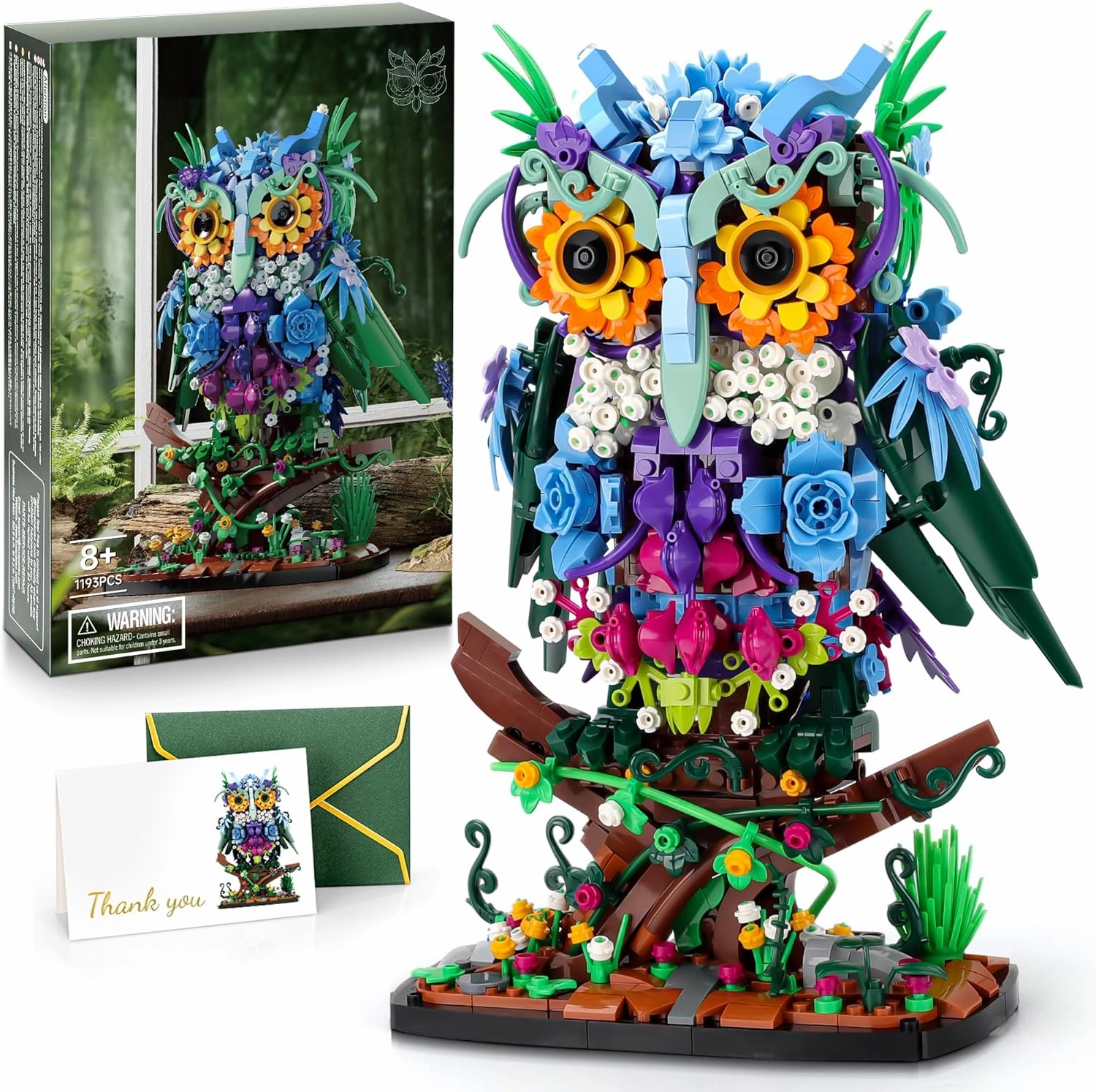 JOJO&Peach Floral Owl Toy Building Sets for Girls, MOC Flower & Animal Collectible Home Decor and Office Art, Mother's Day Birthday Gifts Toys for Women Adults and Teens Age 8 10 12 14  (1193 Pieces)