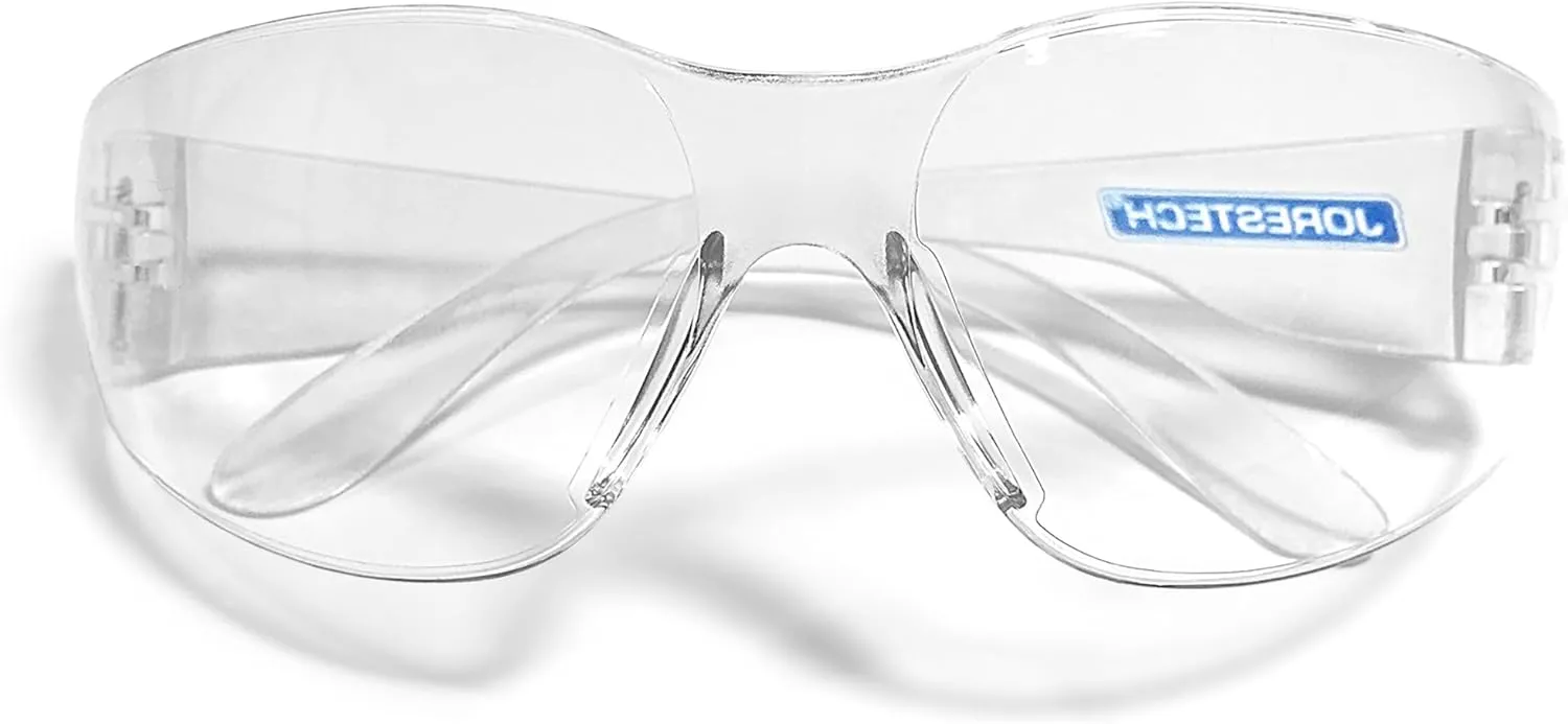 JORESTECH Eyewear Protective Safety Glasses, Polycarbonate Impact Resistant Lens Pack of 12 (Clear)