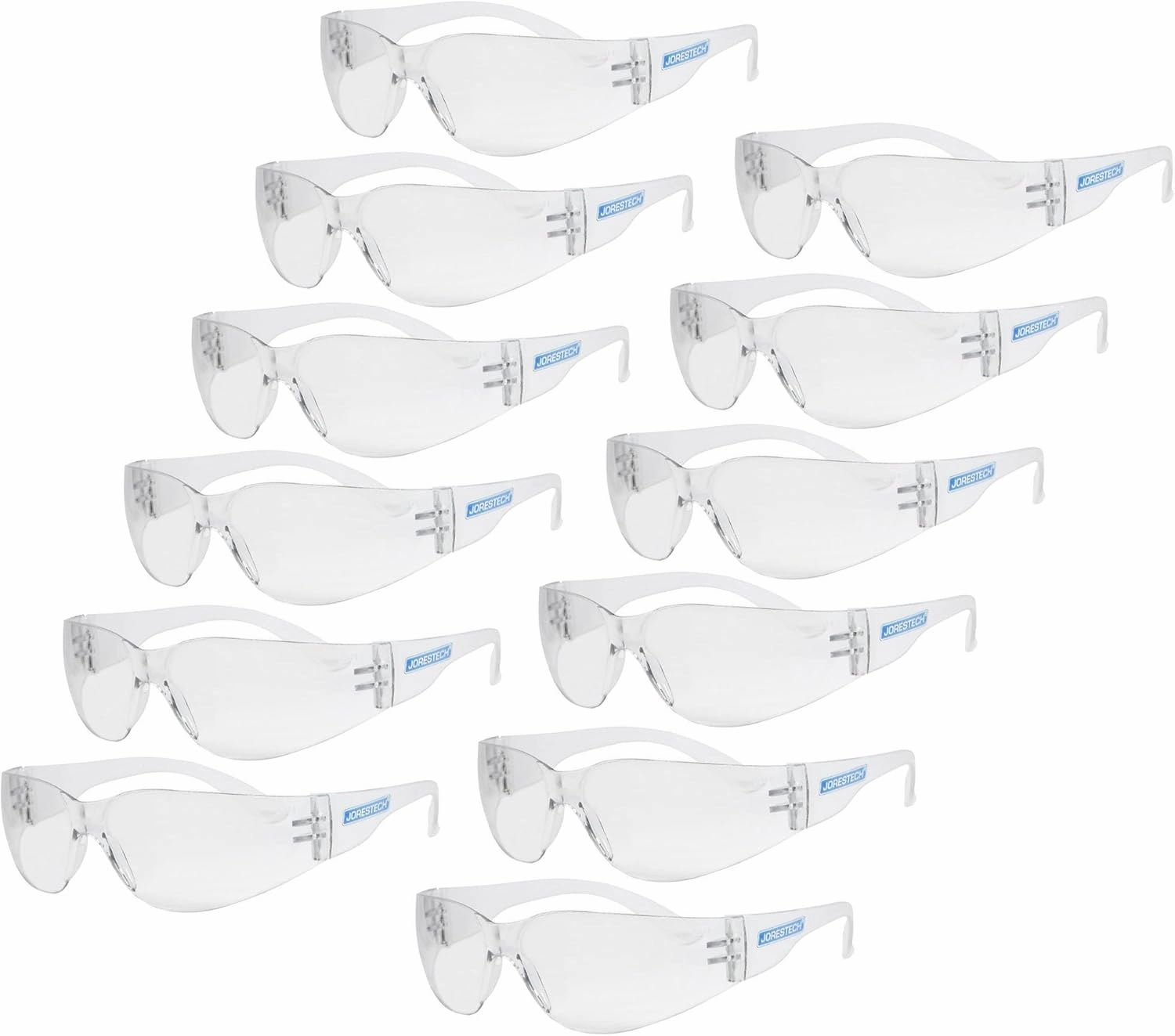JORESTECH Eyewear Protective Safety Glasses, Polycarbonate Impact Resistant Lens Pack of 12 (Clear)