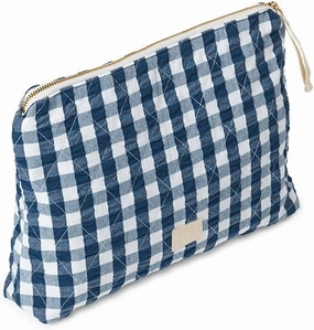 Juna Baek&Bolge Series Karla Toiletry Bag, Dark Blue/White, Height 8" Width 12" Depth 4"