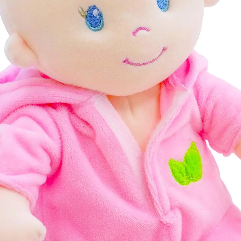 June Garden 12" Sweet Dolly Frida - Stuffed Ultra Soft Baby Bear Doll for Birth and Up - Removable Pink Outfit