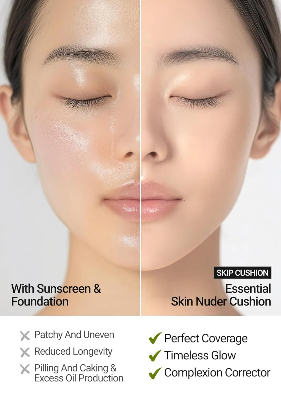 [JUNGSAEMMOOL OFFICIAL] Essential Skin Nuder Cushion (Fair Pink) | Refill Included | Natural Finish | Buildable Coverage | Makeup Artist Brand | Cream Foundation
