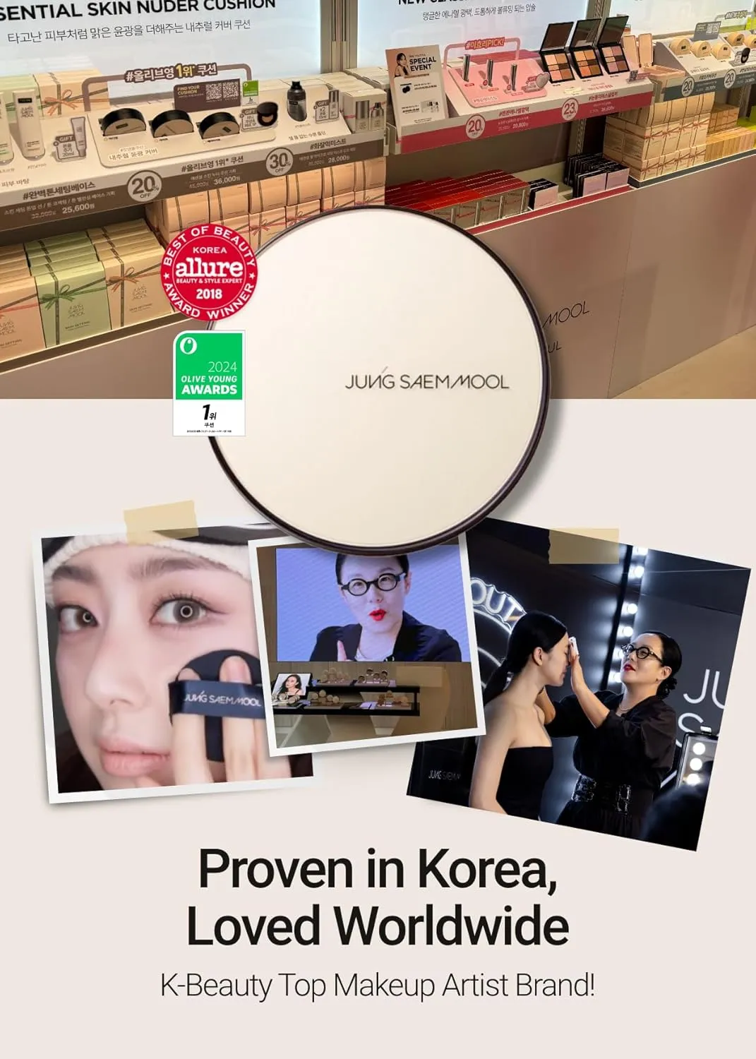 [JUNGSAEMMOOL OFFICIAL] Essential Skin Nuder Cushion (Fair Pink) | Refill Included | Natural Finish | Buildable Coverage | Makeup Artist Brand | Cream Foundation