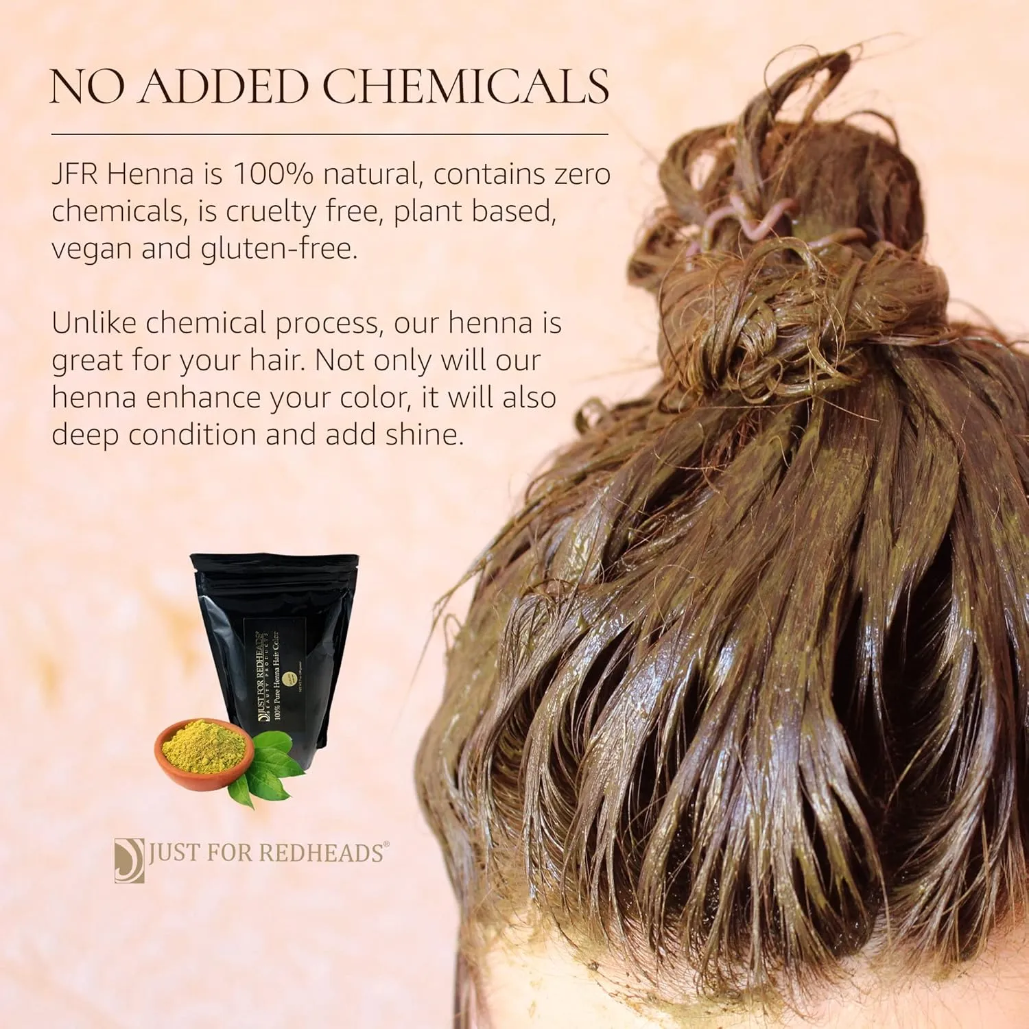 Just for Redheads Henna Hair Color for Redheads - 100% Dried Pulverized Leaves from Pure Lawsonia Plants (Copper)