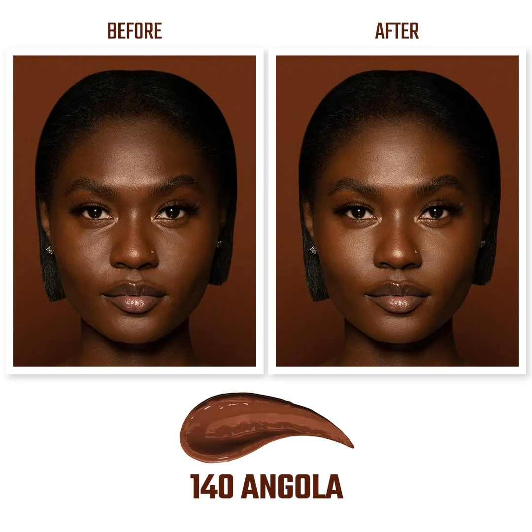 Juvia's Place I Am Magic Velvety Matte Liquid Foundation 140 - Angola - Deep Dark w/Warm Undertone, Makeup Foundation Full Coverage, Lightweight, Long Wear, Velvety Matte Finish