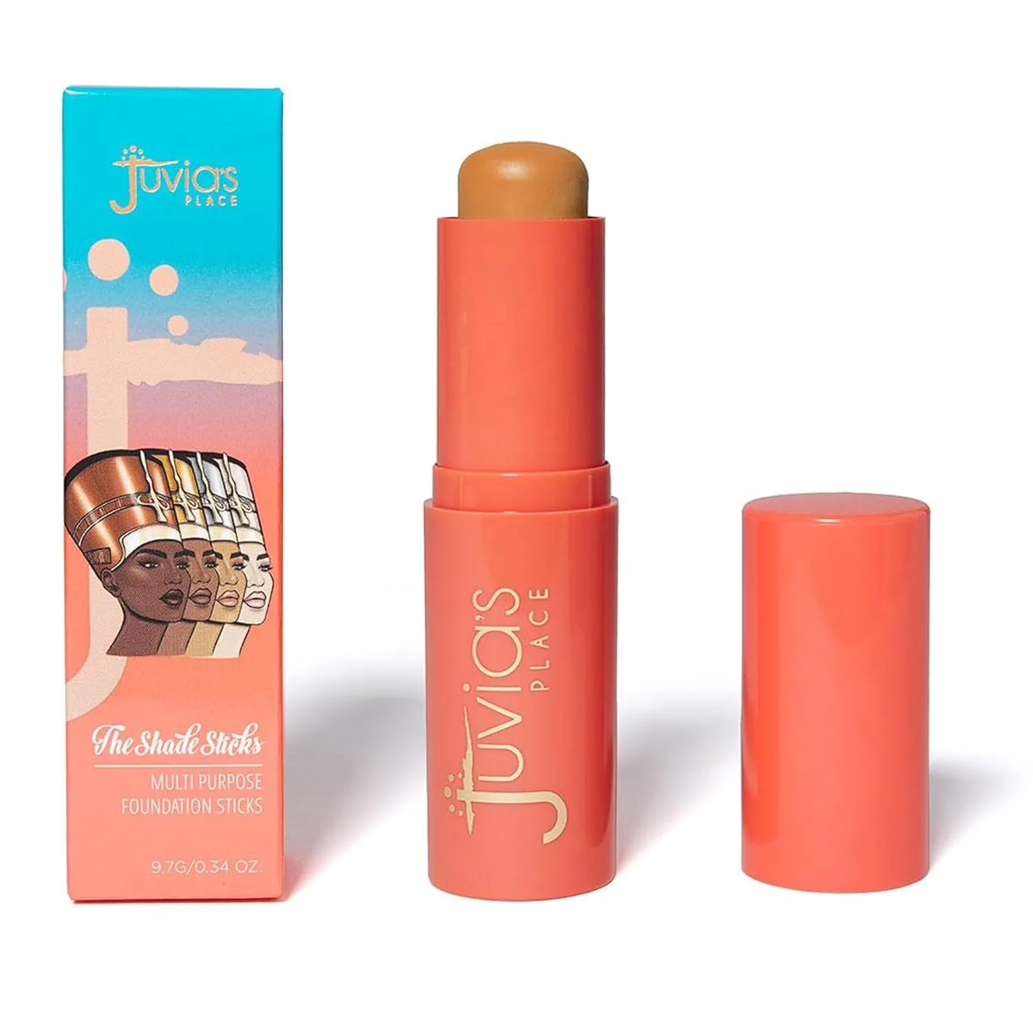 Juvia's Place Shade Stick Foundation, Concealer, Contour, Grenada, Tan w/Golden Warm Undertone, .34 oz