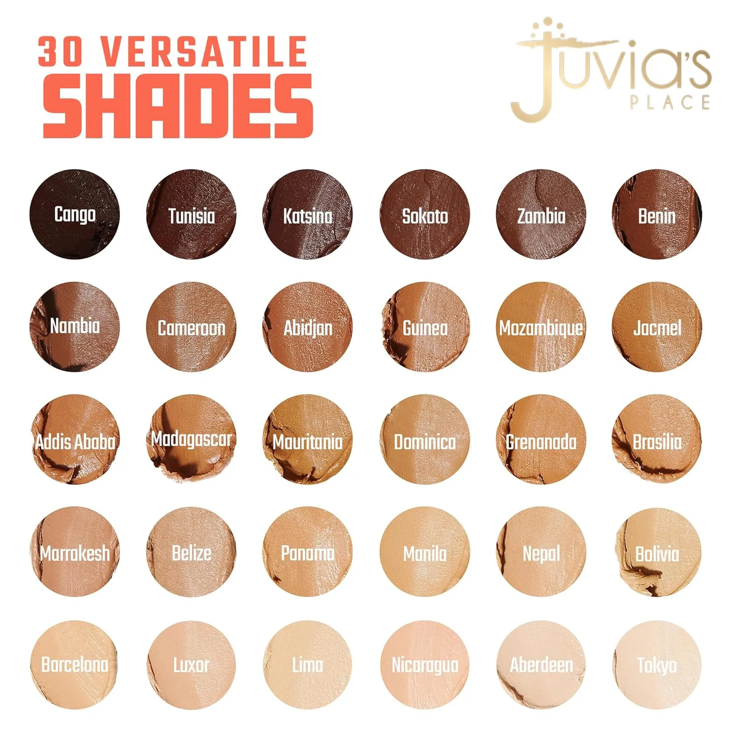 Juvia's Place Shade Stick Foundation, Concealer, Contour, Grenada, Tan w/Golden Warm Undertone, .34 oz
