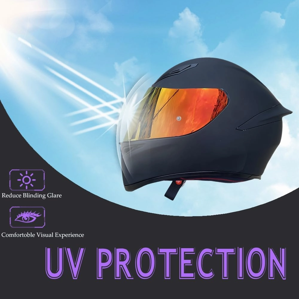 K1 Face Shield Uv-protected For AGV K1, K1S, K3SV, K5, K5S Helmet Shield Visor Windshield (-Revo Deep Red-day use only)