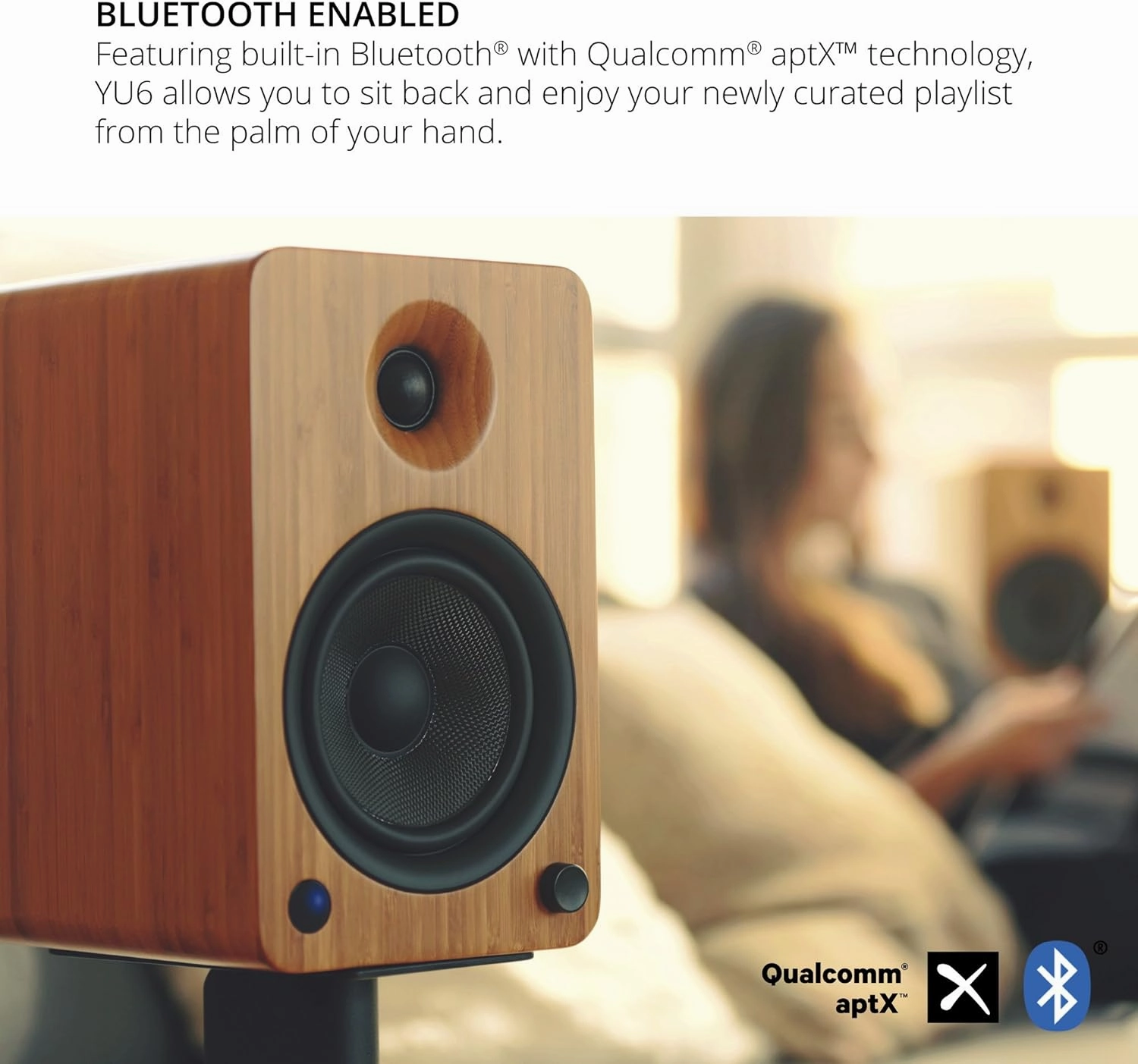 Kanto YU6GR Powered Bookshelf Speakers with Bluetooth and Phono Preamp | Pair | Gloss Red