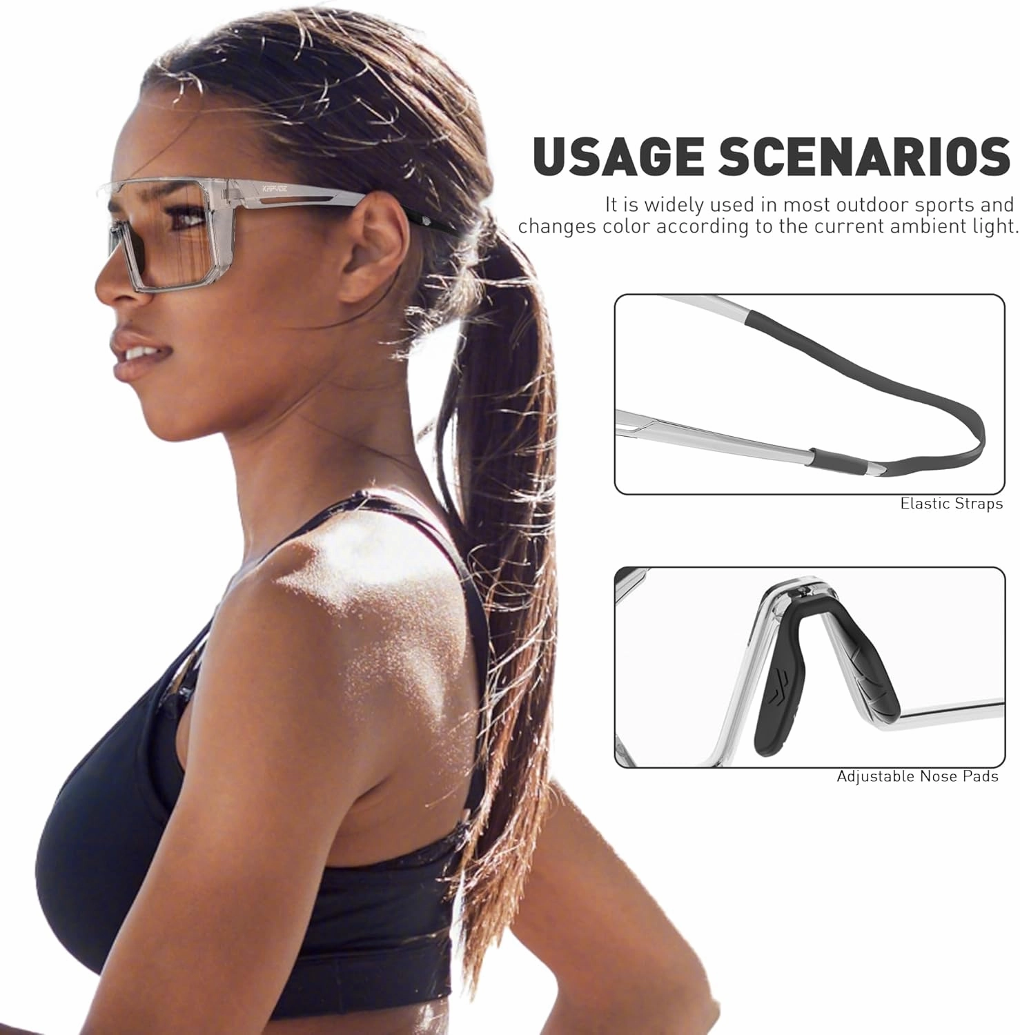 KAPVOE Photochromic Cycling Glasses Men Women Clear Mountain Bike Sunglasses MTB Bicycle Riding Sports Triathlon Running K232