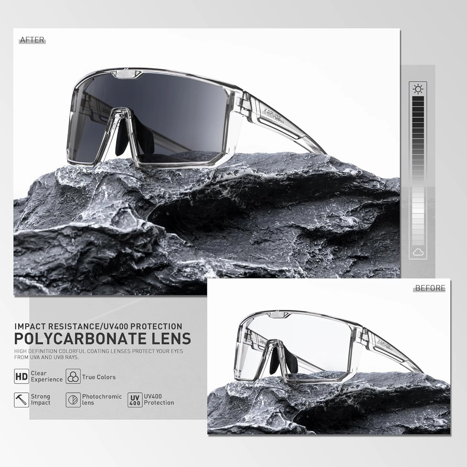 KAPVOE Photochromic Cycling Glasses Men Women Clear Mountain Bike Sunglasses MTB Bicycle Riding Sports Triathlon Running K232
