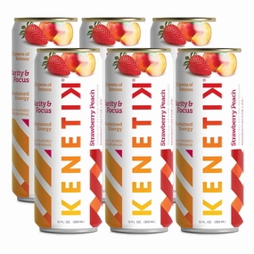 KENETIK Nootropic Ketone Drink, Ketones for Energy & Focus, Caffeine & Sugar Free, High Performance D-BHB Ketone Mix, Fuel w/Zero Crash or Jitters, Ready to Drink - Strawberry Peach 6 Pk